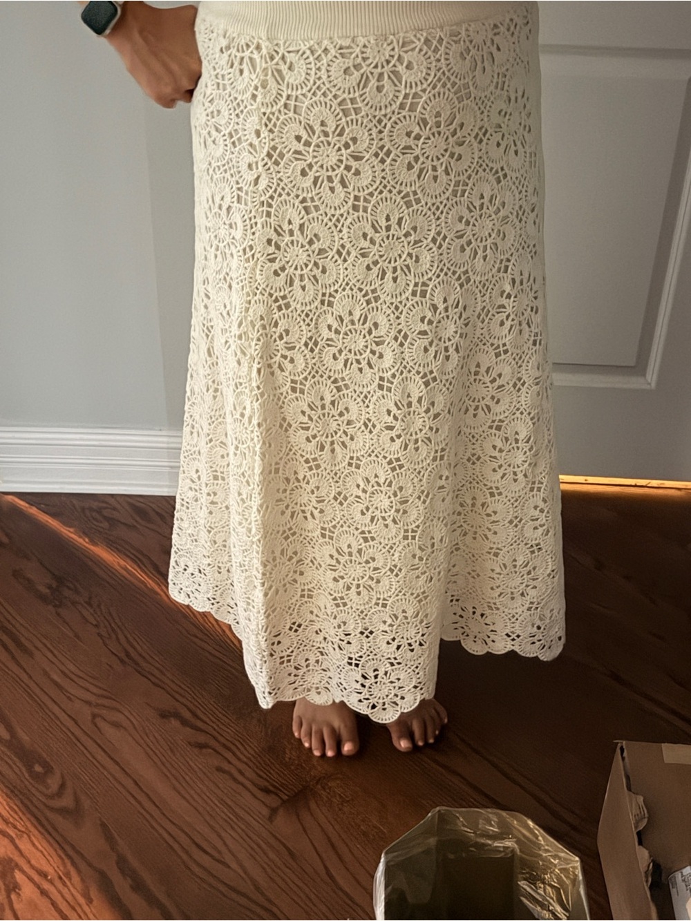 FARM Rio Cream Crochet A-Line Lace Skirt - Picture 2 of 3